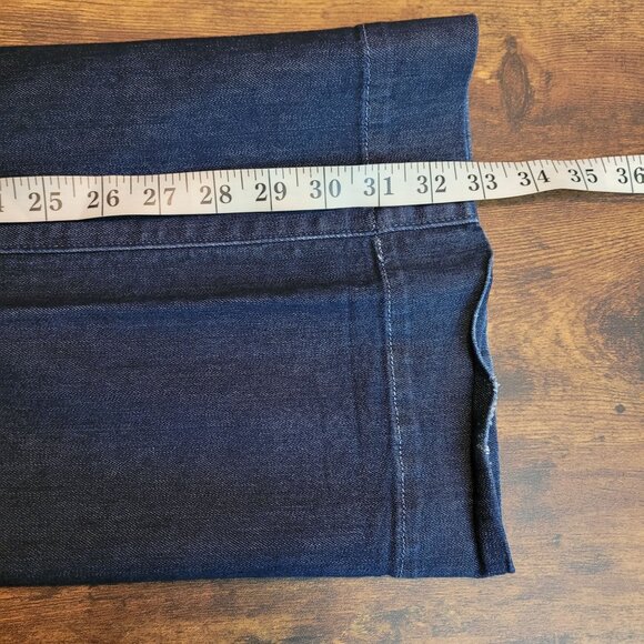 Loft Jeans 6 Curvy Trouser Flare Low Rise Button Flap Dark Wash Denim Preppy - Picture 9 of 11
